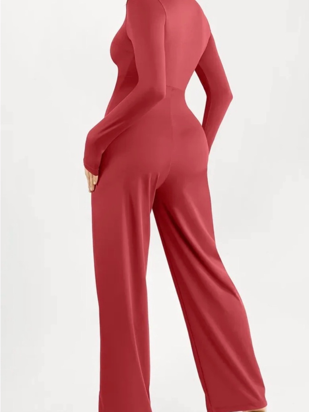NWT Popilush Small Shapewear Long Sleeve Square Neck Slimming Wide Leg Jumpsuit